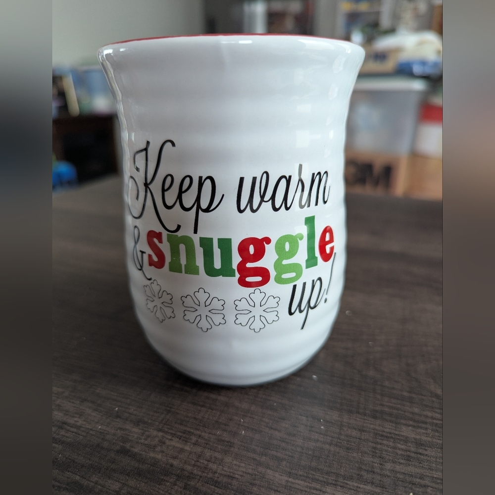 White Ceramic Mug Keep Warm Snuggle Up